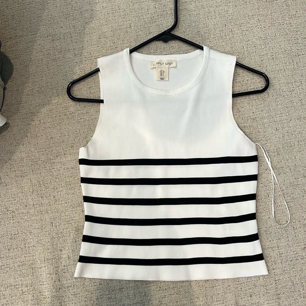 Black and white striped short top